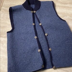 Handmade Blue Wool Sweater Vest
